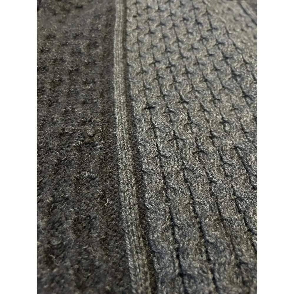Vtg Inis Crafts Cable‎ Knit Cardigan Sweater Sz Small Gray Merino Wool Fisherman
